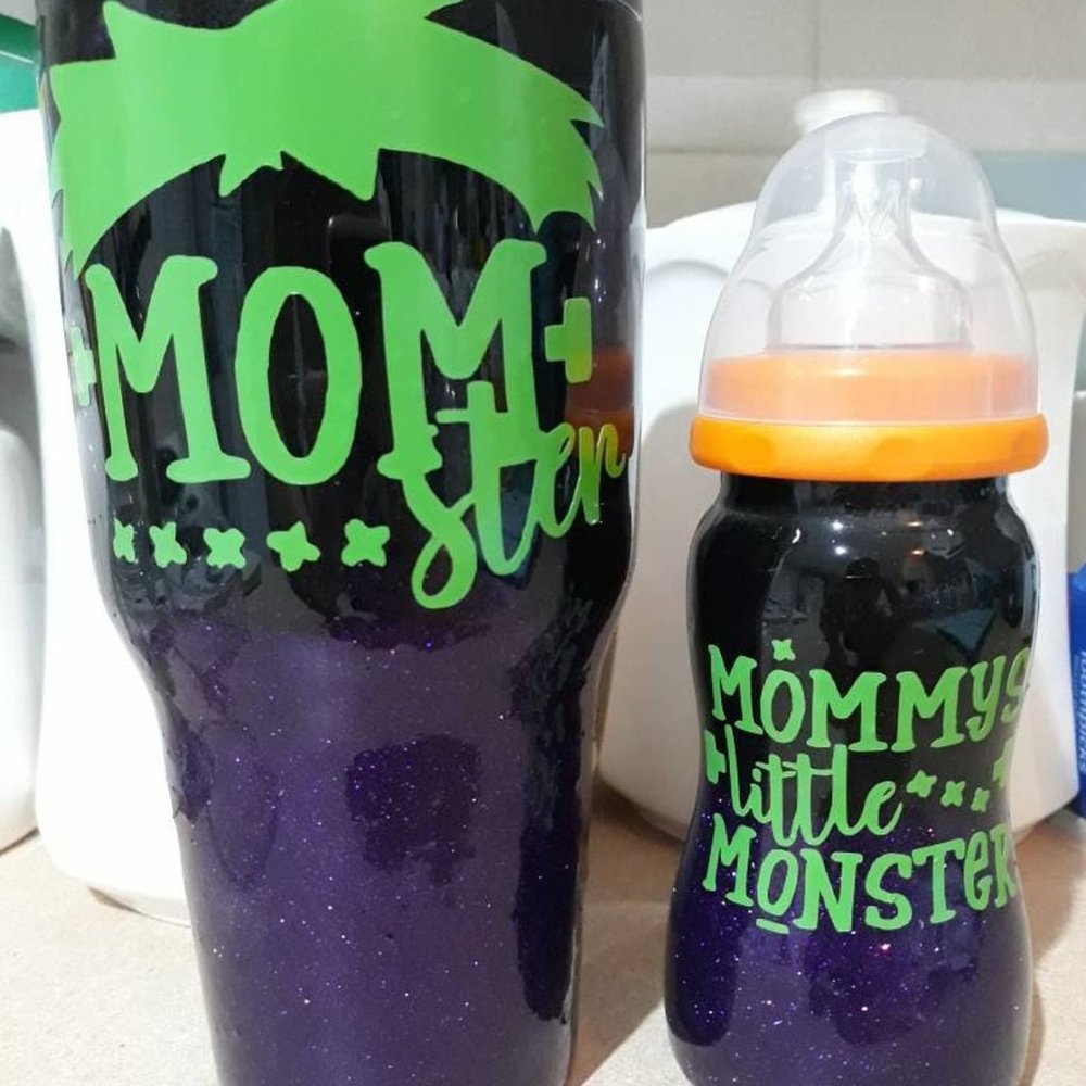 Matching Mom and baby Halloween tumbler set